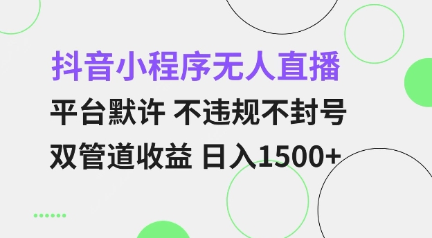 抖音小程序无人直播 平台默许 不违规不封号 双管道收益 日入多张 小白也能轻松操作【仅揭秘】 - 创享网-创享网