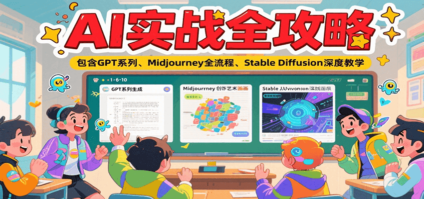 AI实战全攻略，包含GPT系列、Midjourney全流程、Stable Diffusion深度教学 - 创享网-创享网