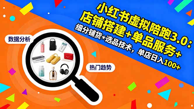 小红书虚拟陪跑3.0:店铺搭建+单品服务+细分铺货+选品技术,单店日入100+-创享网