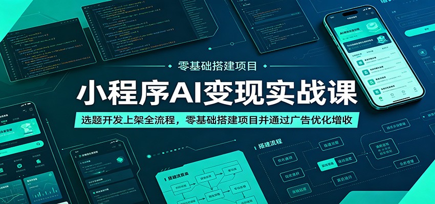小程序AI变现实战课：选题开发上架全流程，零基础搭建项目并通过广告优化增收-创享网