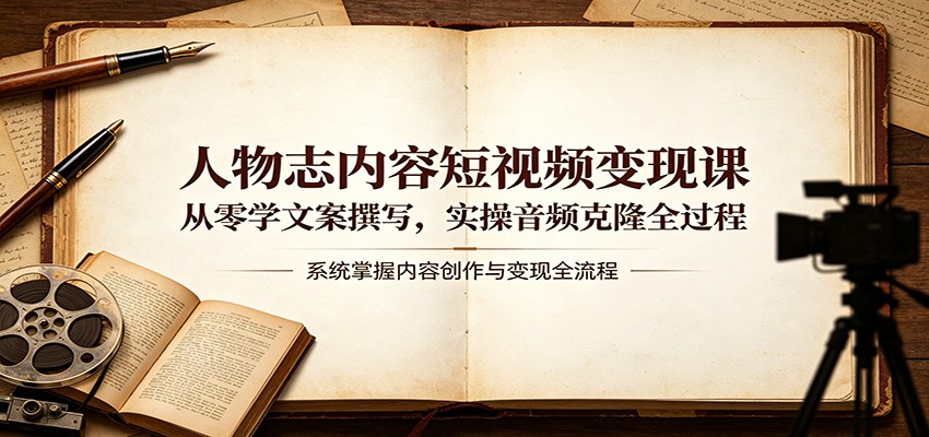人物志内容短视频变现课：从零学文案撰写，实操音频克隆全过程 - 创享网-创享网