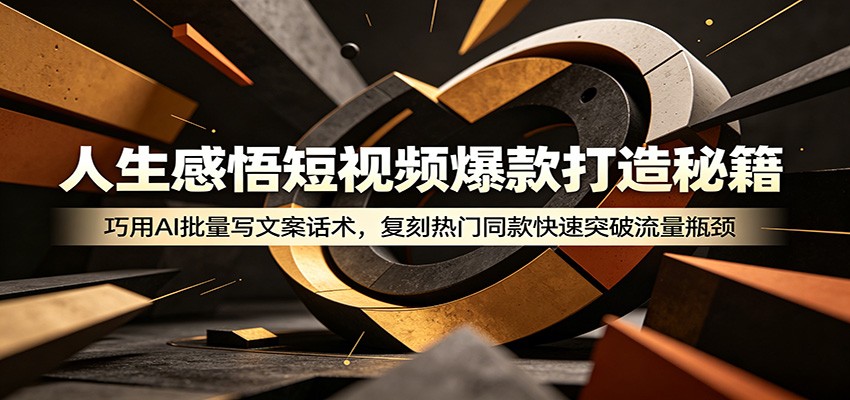 人生感悟短视频爆款打造秘籍：巧用A 批量写文案话术，复刻热门同款快速突破流量瓶颈-创享网