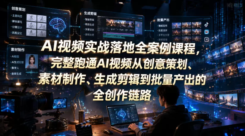 AI视频实战落地全案例课｜策划/素材/生成剪辑/批量量产完整链路教学-创享网