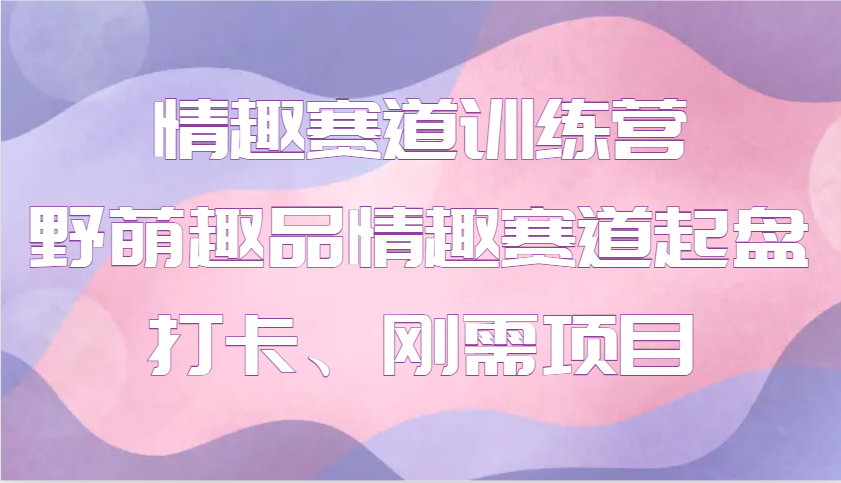 情趣赛道训练营 野萌趣品情趣赛道起盘打卡、刚需项目 - 创享网-创享网