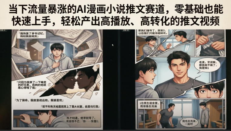 当下流量暴涨的AI漫画小说推文赛道，零基础也能快速上手，轻松产出高播放、高转化的推文视频-创享网
