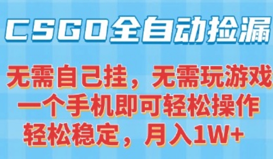 CSGO自动捡漏项目，最新独家玩法，一个手机可操作，新手小白轻松月入1W+，操作简单易上手【揭秘】 - 创享网-创享网
