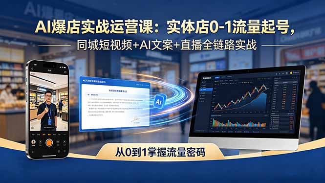 AI爆店实战运营课：实体店0-1流量起号，同城短视频+AI文案+直播全链路实战 - 创享网-创享网