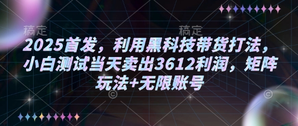 2025首发，利用黑科技带货打法，小白测试当天卖出3612利润，矩阵玩法+无限账号【揭秘】 - 创享网-创享网