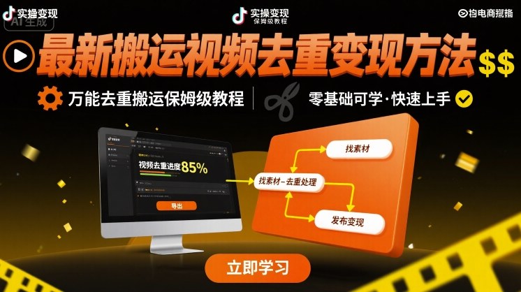 最新搬运视频去重变现方法，万能去重搬运保姆级教程 - 创享网-创享网