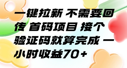一键拉新 不需要回传 首码项目 接个验证码就算完成 一小时收益70+【揭秘】 - 创享网-创享网