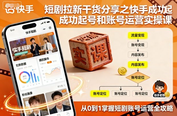 短剧拉新干货分享之快手成功起号和账号运营实操课-创享网