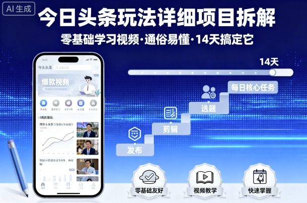 今日头条玩法详细项目拆解，零基础学习视频 通俗易懂 14天搞定它 - 创享网-创享网