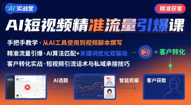 AI+短视频引爆精准客户实战营，手把手教你引爆Ai短视频精准流量 - 创享网-创享网