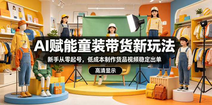 AI赋能童装带货新玩法，新手从零起号，低成本制作货品视频稳定出单-创享网