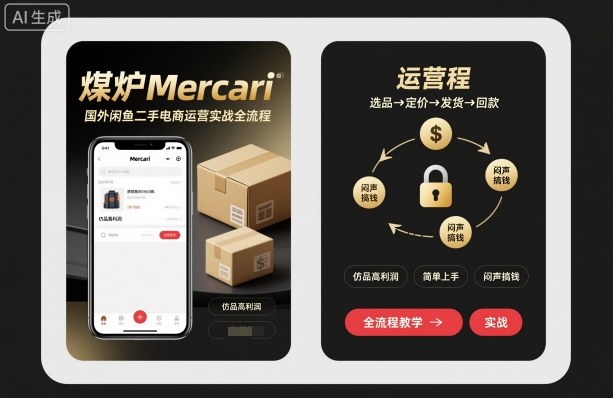 煤炉Mercari国外闲鱼二手电商运营实战全流程，仿品高利润，简单上手，闷声搞钱-创享网