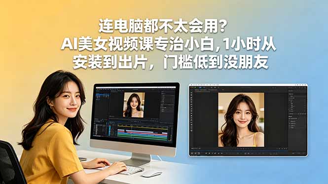 连电脑都不太会用？AI美女视频课专治小白，1小时从安装到出片，门槛低到没朋友-创享网
