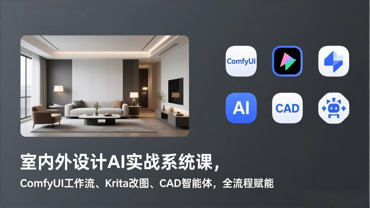 室内外设计AI实战系统课，ComfyUI工作流、Krita改图、CAD智能体，全流程赋能 - 创享网-创享网