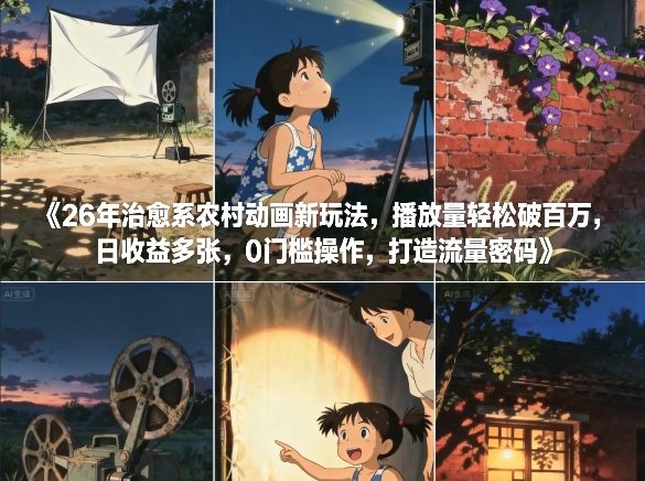 26年治愈系农村动画新玩法，播放量轻松破百万，日收益多张，0门槛操作，打造流量密码 - 创享网-创享网