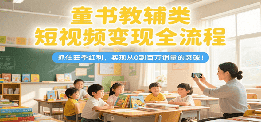童书教辅类短视频变现全流程，抓住旺季红利，实现从0到百万销量的突破！ - 创享网-创享网