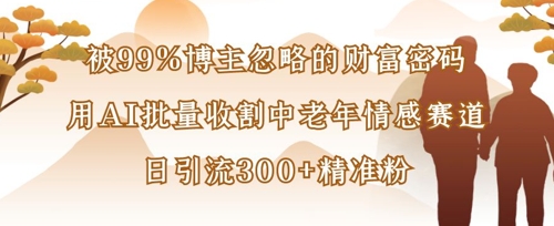 被99%博主忽略的财富密码：用AI批量收割中老年情感赛道，日引流300+精准粉 - 创享网-创享网