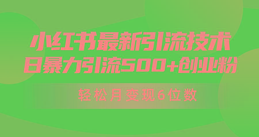 (9871期)日引500+月变现六位数24年最新小红书暴力引流兼职粉教程 - 创享网-创享网