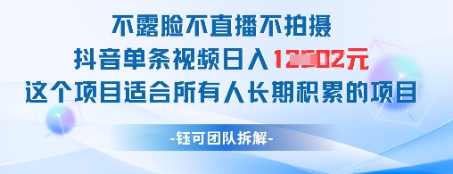 不露脸不直播不拍摄抖音单条视频日入1k+这个项目适合所有人长期积累的项目 - 创享网-创享网